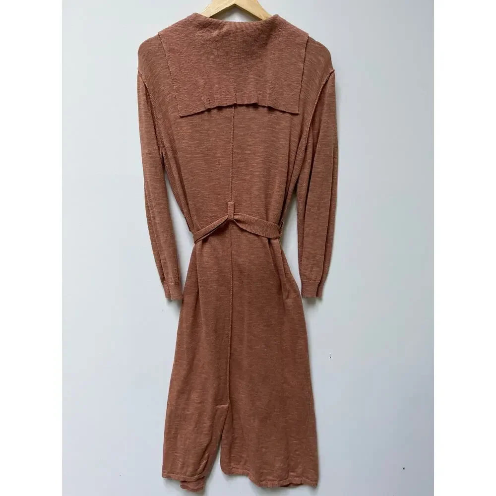 Free People Beach Long Terracotta Sweater Cardigan Robe size XS